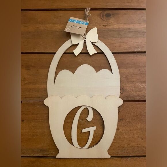 🆕 Easter Basket Wood Monogram “ G “ Cut Out - Picture 1 of 1